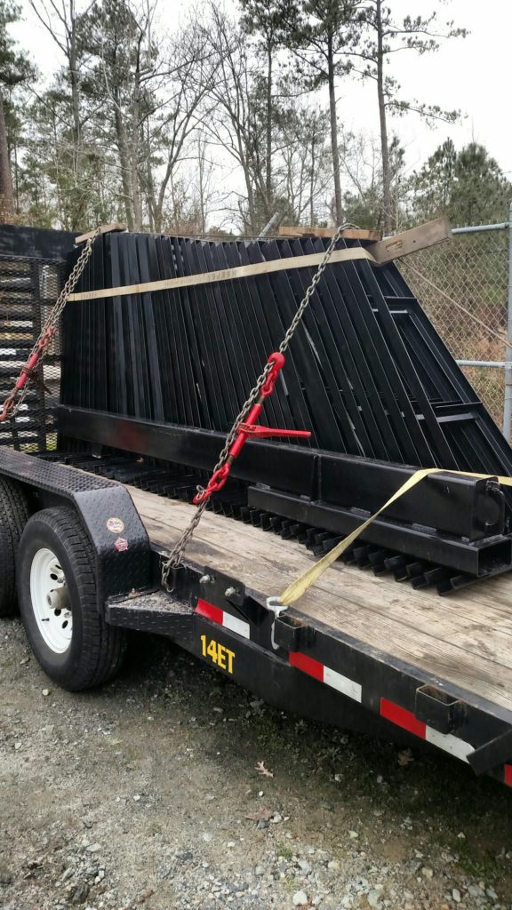 Steel A-Frames on a trailer ready for delivery to granite wholesaler